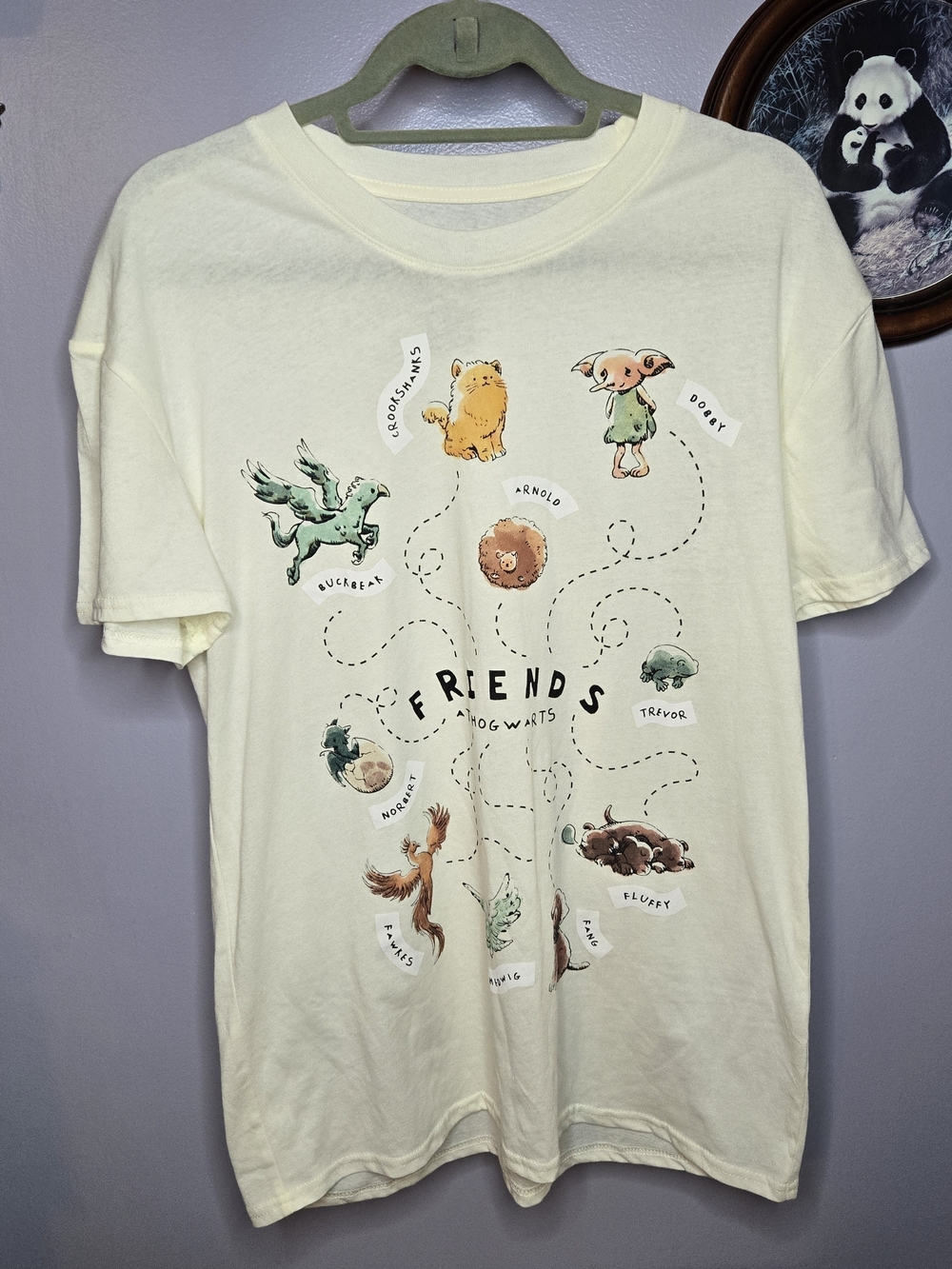 Friends At Hogwarts Harry Potter Cream Graphic Tee Mens Medium Unisex Shirt